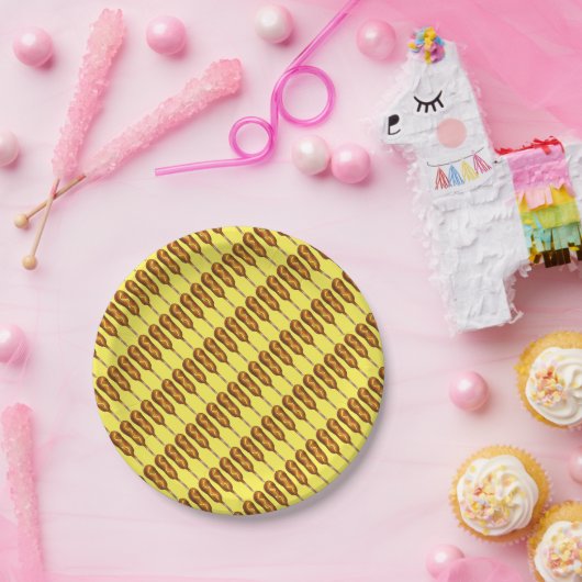 ホットコーンドッグコーンドッグイエローマスタードジャンクフード ペーパープレート (パーティー)