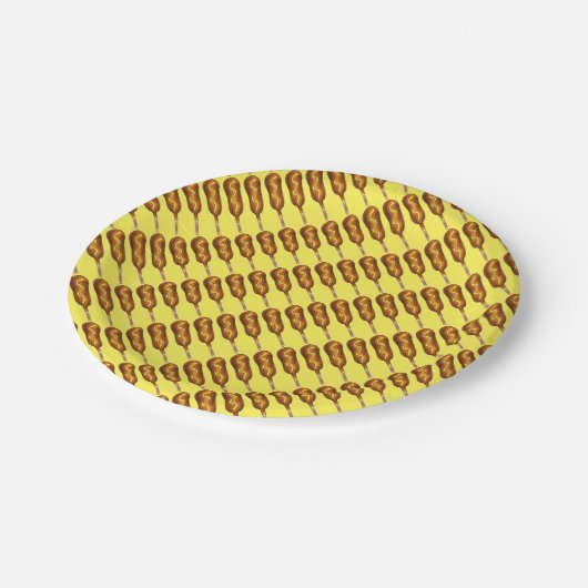 ホットコーンドッグコーンドッグイエローマスタードジャンクフード ペーパープレート (アングル)