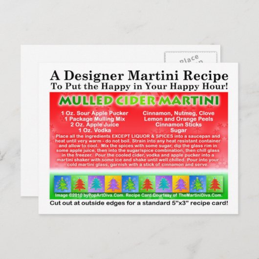 ホットサイダークリスマスマルティーニのレシピ ポストカード (正面/裏面)