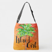 ホットサニーオレンジトロピカルパームツリーアイランドガール クロスボディバッグ (裏面)