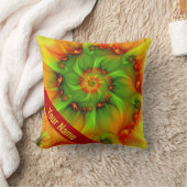 ホットサマーグリーンオレンジ抽象芸術アーカラフルト名 クッション (ブランケット)