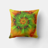 ホットサマーグリーンオレンジ抽象芸術アーカラフルト名 クッション (裏面)