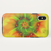 ホットサマーグリーンオレンジ抽象芸術フラクタルイニシャル Case-Mate iPhoneケース (裏面(横))