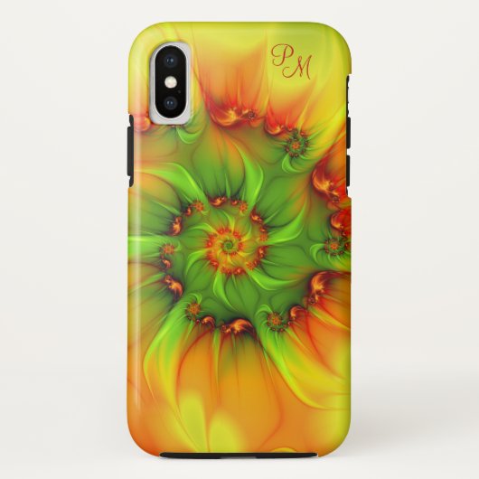 ホットサマーグリーンオレンジ抽象芸術フラクタルイニシャル Case-Mate iPhoneケース (裏面)