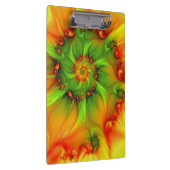 ホットサマーグリーンオレンジ抽象芸術フラクタルカラフル クリップボード (右)