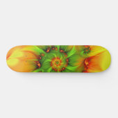 ホットサマーグリーンオレンジ抽象芸術フラクタルカラフル スケートボード (横)