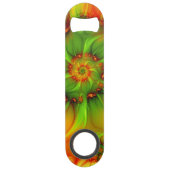 ホットサマーグリーンオレンジ抽象芸術フラクタルカラフル スピード栓抜き (裏面)