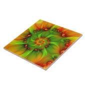 ホットサマーグリーンオレンジ抽象芸術フラクタルカラフル タイル (側面)