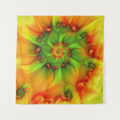 ホットサマーグリーンオレンジ抽象芸術フラクタルカラフル タペストリー (正面)