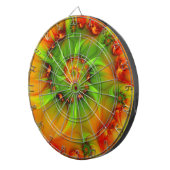 ホットサマーグリーンオレンジ抽象芸術フラクタルカラフル ダーツボード (正面右)