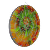 ホットサマーグリーンオレンジ抽象芸術フラクタルカラフル ダーツボード (正面左)