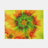 ホットサマーグリーンオレンジ抽象芸術フラクタルカラフル ドアマット (正面)