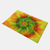 ホットサマーグリーンオレンジ抽象芸術フラクタルカラフル ドアマット (アングル)