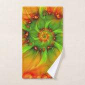 ホットサマーグリーンオレンジ抽象芸術フラクタルカラフル バスタオルセット (ハンドタオル)