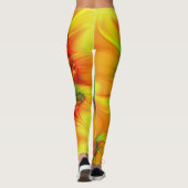 ホットサマーグリーンオレンジ抽象芸術フラクタルカラフル レギンス (裏面)