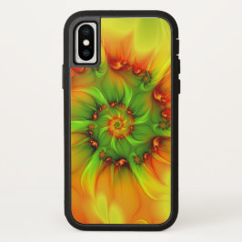 ホットサマーグリーンオレンジ抽象芸術フラクタルカラフル iPhone 13ケース