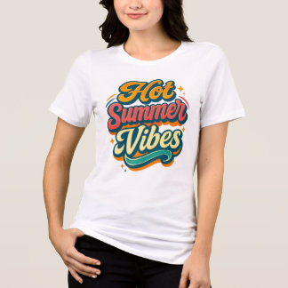 ホットサマーバイブズTシャツ || レトロな手描きビーチTシャツ トライブレンドTシャツ