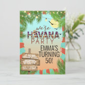 ホットサマー ハバナ ナイト レトロ トロピカル パーティー 招待状 (スタンド正面)