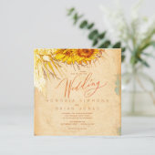 ホットサンセットサンフラワースクエア結婚式招待状 (スタンド正面)