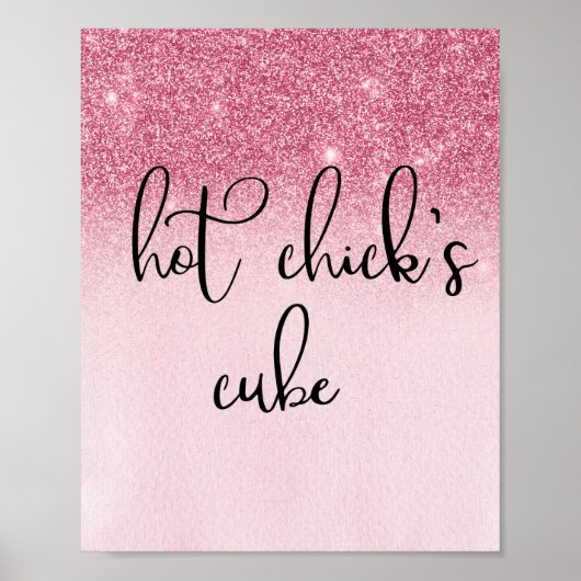 ホットシックのキューブピンクのキュービッおもしろいクルオフィス ポスター (正面)