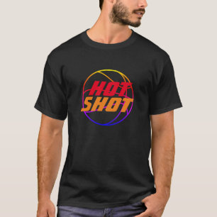 ホットショット バスケットボール引用文とブルー文字 Tシャツ