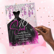 ホットスタイリッシュピンクブラックドレス甘い16モノグラム