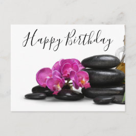 ホットストーンと蘭の花の誕生日 ポストカード