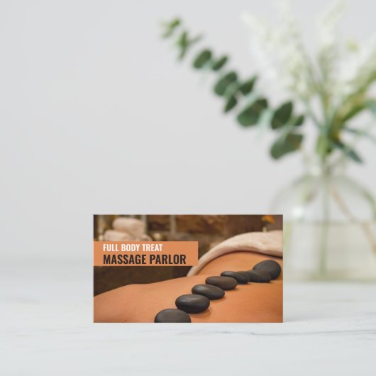 ホットストーンマッサージ、マッサージセラピスト 名刺 (スタンド正面)