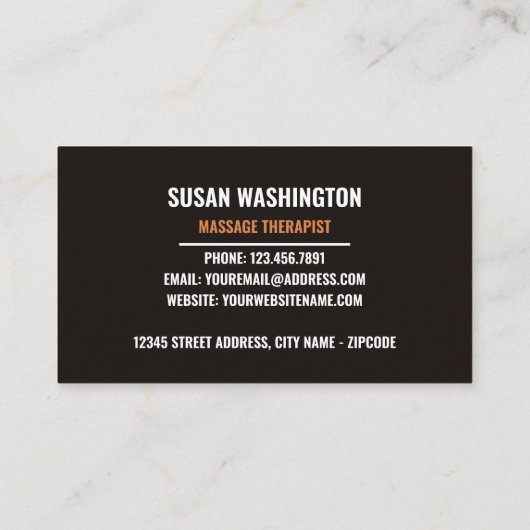 ホットストーンマッサージ、マッサージセラピスト 名刺 (裏面)
