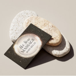 ホットストーン体マッサージグリッターブラック 名刺