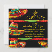 ホットソンブレロ |赤い黄 |フィエスタをテーマにした 招待状 (正面)