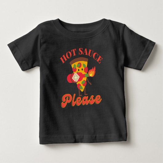 ホットソースお願い – ホットピザソース恋人 ベビーTシャツ (正面)