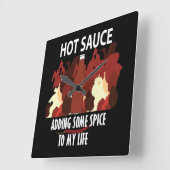 ホットソースケチャップファイアレッドチリペッパー スクエア壁時計 (傾斜)