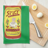 ホットソーススパイシーキャットピカンテグリーン キッチンタオル (四つ折り)