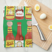 ホットソーススパイシーキャットピカンテグリーン キッチンタオル (四つ折り)