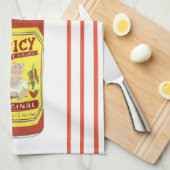 ホットソーススパイシーキャットレッドストライプ キッチンタオル (四つ折り)