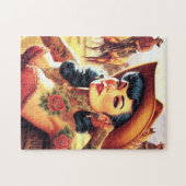 ホットタトゥー女性のカーボーイ ジグソーパズル (横)