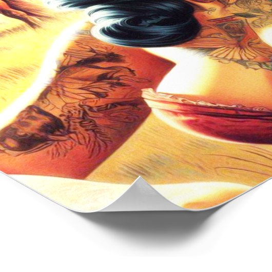 ホットタトゥー女性のカーボーイ ポスター (角)