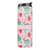 ホットタブジンジャーブレッドかわいいピンクのホットココアパターン タンブラー (回転左)