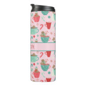 ホットタブジンジャーブレッドかわいいピンクのホットココアパターン タンブラー (回転右)