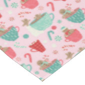 ホットタブジンジャーブレッドかわいいピンクのホットココア テーブルクロス (アングル)