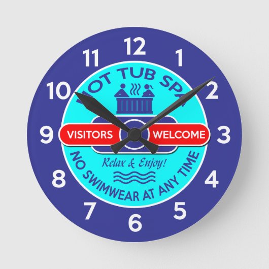 ホットタブスパ – 水着なし ラウンド壁時計 (正面)