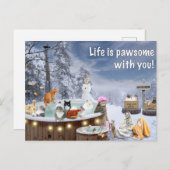 ホットタブリラックスで猫を見せるおもしろカード シーズンポストカード (正面/裏面)