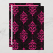 ホットダマスク＆ブラックの結婚式招待状 招待状 (正面/裏面)