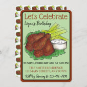 ホットチキンウィングス 誕生日パーティーを祝おう 招待状 (正面/裏面)