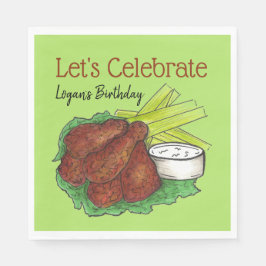 ホットチキンウィングズ祝ズ誕生日パーティー スタンダードランチョンナプキン