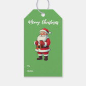 ホットチョコパーソナライズされたレートを飲むサンタクロース ギフトタグ (正面)