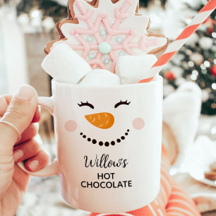 ホットチョコパーソナライズされたレート雪だるまキッズ コーヒーマグカップ
