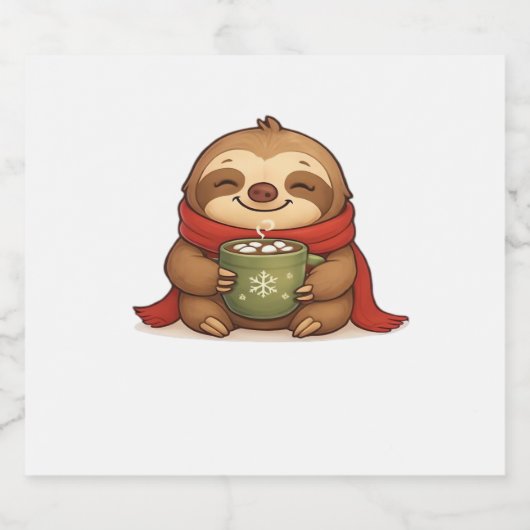 ホットチョコレートでコージークリスマススロース – かわいい勝ち スパークリングワインラベル (シングルラベル)