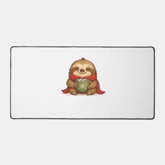 ホットチョコレートでコージークリスマススロース – かわいい勝ち デスクマット (正面)
